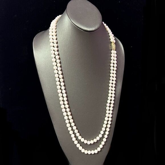 Akoya Pearl Diamond  Necklace 28" 14k Y Gold 7.5 mm Certified $9,750 301764 - Picture 8 of 9